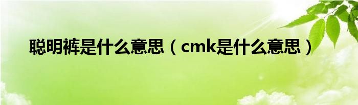 聪明裤是什么意思（cmk是什么意思）