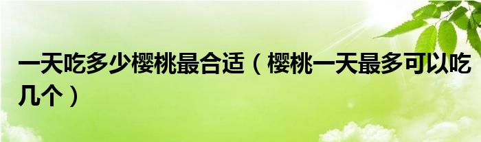 一天吃多少樱桃最合适（樱桃一天最多可以吃几个）