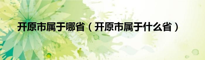 开原市属于哪省（开原市属于什么省）