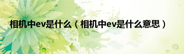 相机中ev是什么（相机中ev是什么意思）