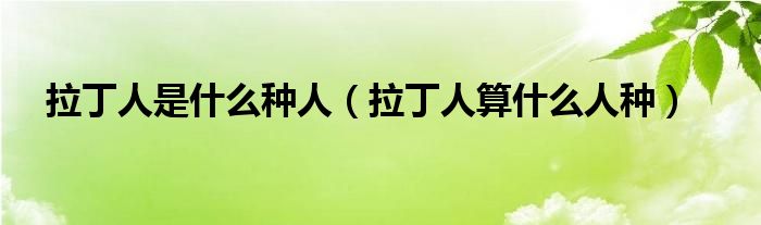 拉丁人是什么种人（拉丁人算什么人种）