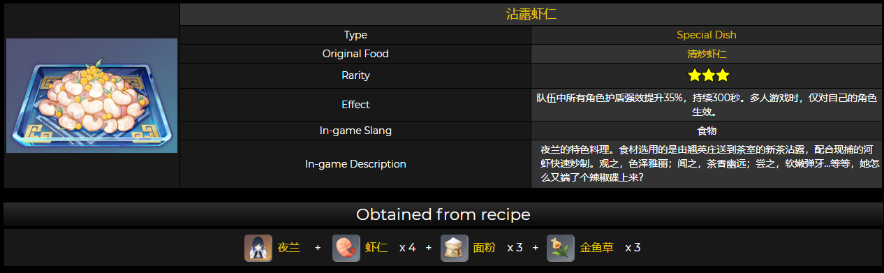原神沾露虾仁食谱怎么获得 沾露虾仁配方一览