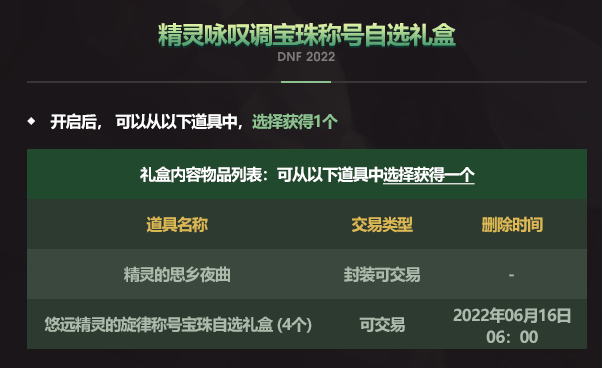 DNF2022五一套礼包称号属性及宝珠一览