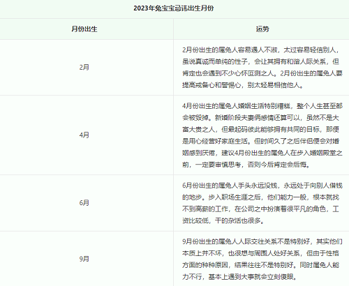 属兔最忌讳几月出生 属兔最忌讳几月出生农历