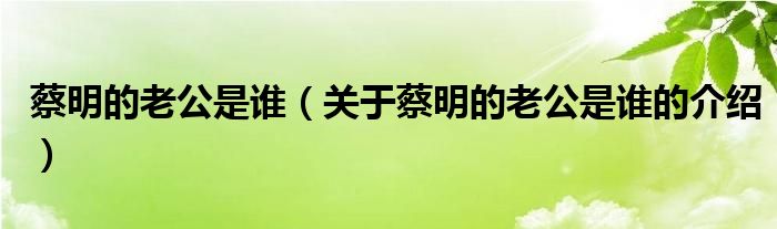 蔡明的老公是谁（关于蔡明的老公是谁的介绍）