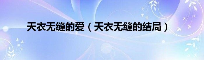 天衣无缝的爱（天衣无缝的结局）