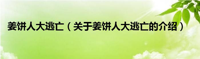 姜饼人大逃亡（关于姜饼人大逃亡的介绍）