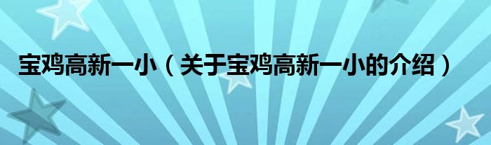 宝鸡高新一小（关于宝鸡高新一小的介绍）