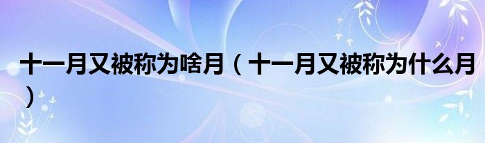 十一月又被称为啥月（十一月又被称为什么月）