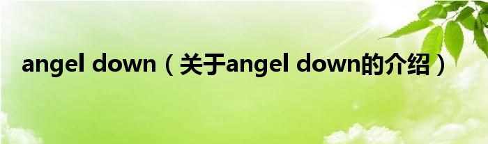 angel down（关于angel down的介绍）