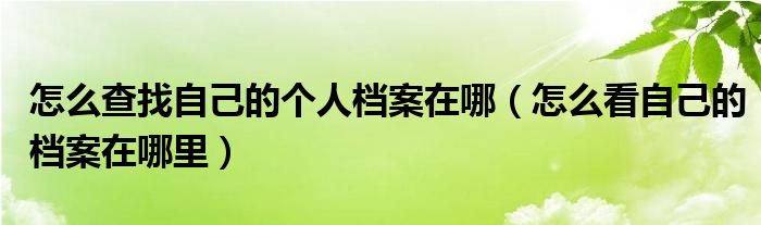 怎么查找自己的个人档案在哪（怎么看自己的档案在哪里）