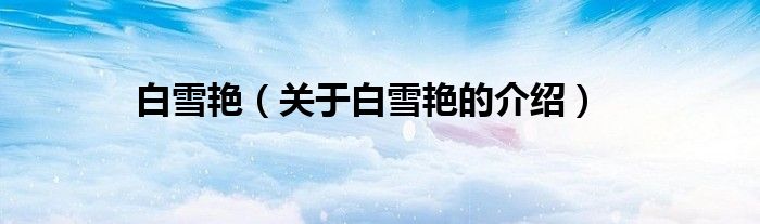 白雪艳（关于白雪艳的介绍）