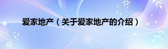 爱家地产（关于爱家地产的介绍）