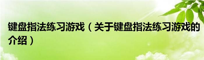 键盘指法练习游戏（关于键盘指法练习游戏的介绍）