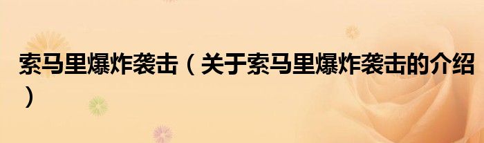 索马里爆炸袭击（关于索马里爆炸袭击的介绍）