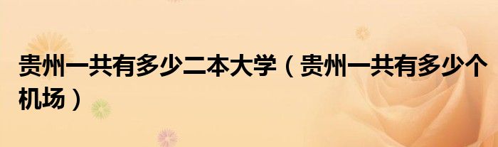 贵州一共有多少二本大学（贵州一共有多少个机场）