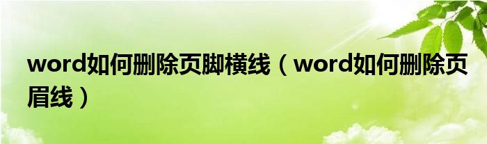 word如何删除页脚横线（word如何删除页眉线）