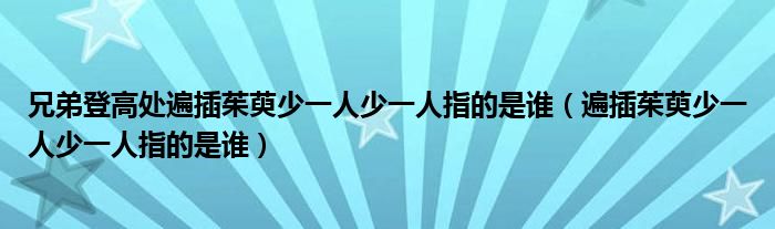 兄弟登高处遍插茱萸少一人少一人指的是谁（遍插茱萸少一人少一人指的是谁）