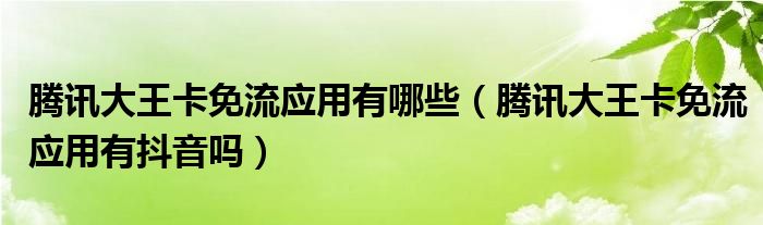 腾讯大王卡免流应用有哪些（腾讯大王卡免流应用有抖音吗）