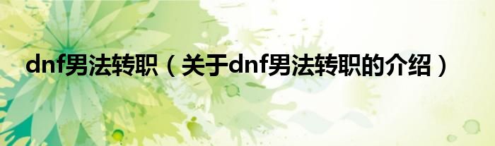 dnf男法转职（关于dnf男法转职的介绍）