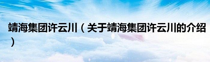 靖海集团许云川（关于靖海集团许云川的介绍）