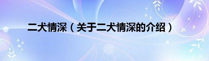 二犬情深（关于二犬情深的介绍）