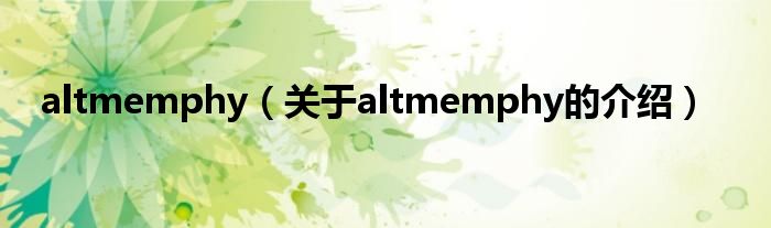 altmemphy（关于altmemphy的介绍）