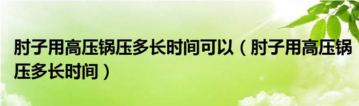 肘子用高压锅压多长时间可以（肘子用高压锅压多长时间）