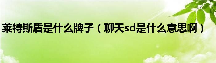 莱特斯盾是什么牌子（聊天sd是什么意思啊）