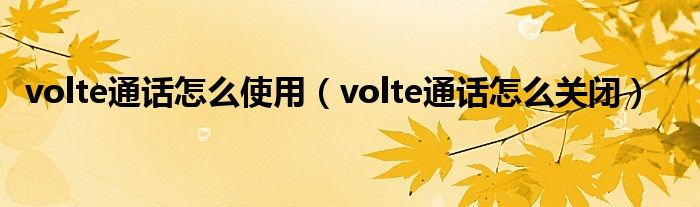 volte通话怎么使用（volte通话怎么关闭）