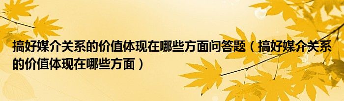 搞好媒介关系的价值体现在哪些方面问答题（搞好媒介关系的价值体现在哪些方面）