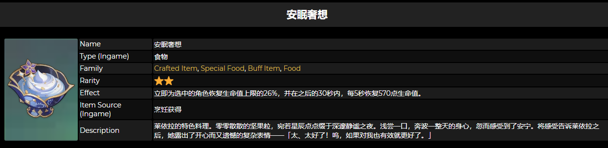 原神莱依拉特殊料理是什么 安眠奢想获得方法