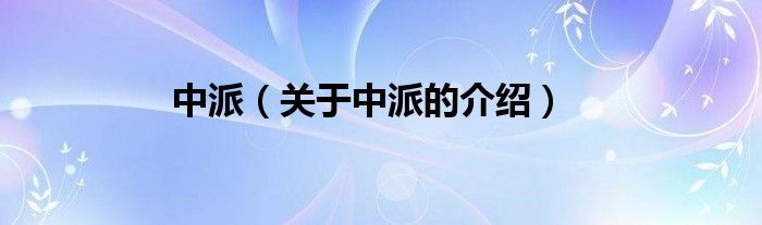 中派（关于中派的介绍）