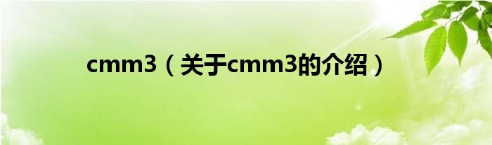 cmm3（关于cmm3的介绍）