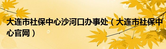 大连市社保中心沙河口办事处（大连市社保中心官网）