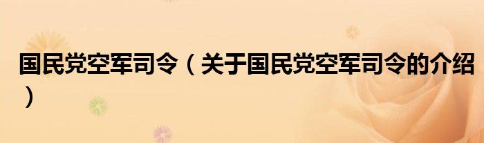 国民党空军司令（关于国民党空军司令的介绍）