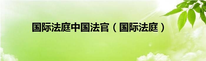 国际法庭中国法官（国际法庭）