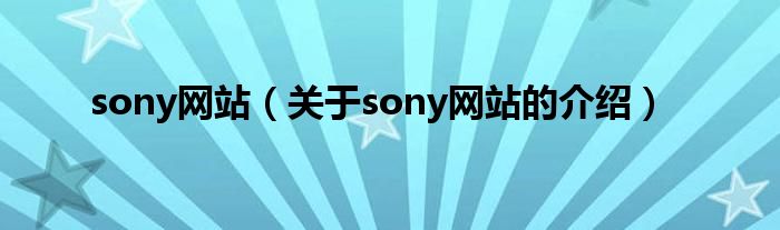 sony网站（关于sony网站的介绍）