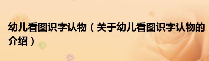 幼儿看图识字认物（关于幼儿看图识字认物的介绍）