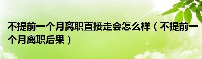 不提前一个月离职直接走会怎么样（不提前一个月离职后果）