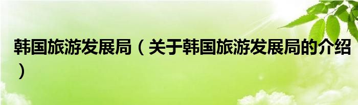 韩国旅游发展局（关于韩国旅游发展局的介绍）