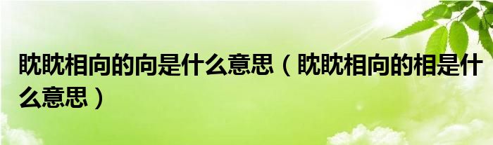 眈眈相向的向是什么意思（眈眈相向的相是什么意思）