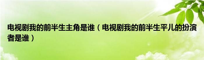 电视剧我的前半生主角是谁（电视剧我的前半生平儿的扮演者是谁）