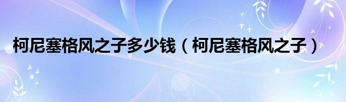 柯尼塞格风之子多少钱（柯尼塞格风之子）