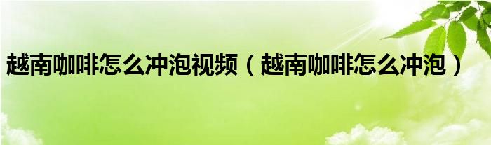 越南咖啡怎么冲泡视频（越南咖啡怎么冲泡）