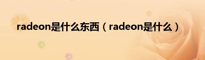 radeon是什么东西（radeon是什么）