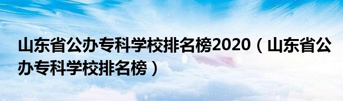 山东省公办专科学校排名榜2020（山东省公办专科学校排名榜）