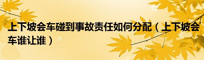 上下坡会车碰到事故责任如何分配（上下坡会车谁让谁）