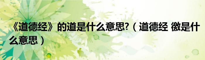 《道德经》的道是什么意思?（道德经 徼是什么意思）