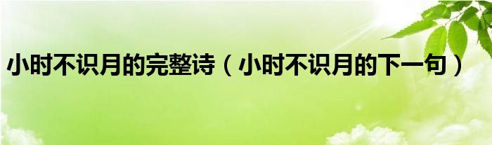 小时不识月的完整诗（小时不识月的下一句）